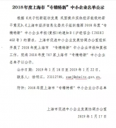 德耐尔被评为2018年度上海市专精特新中小企业